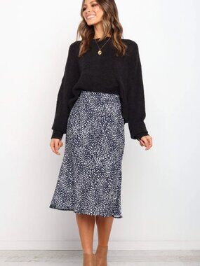 Petal & Pup Falco Animal Print Midi Skirt - Navy Blue White Size 4 $69